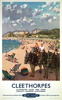 <b class=qtipBold><figcaption>'Cleethorpes', BR poster, 1948-1965</figcaption></b><br>Poster produced for British Railways (BR) to promote rail travel to Cleethorpes, North East Lincolnshire. Artwork by Gyrth Russell (1892-1970). <br><em>© Please read our licence terms. All digital images must be destroyed unless otherwise agreed in writing.</em> 'Cleethorpes', BR poster, 1948-1965