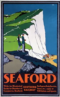 <b class=qtipBold><figcaption>'Seaford', SR poster, 1930</figcaption></b><br>Southern Railway poster. Artwork by Leslie Carr. <br><em>© Please read our licence terms. All digital images must be destroyed unless otherwise agreed in writing.</em> 'Seaford', SR poster, 1930